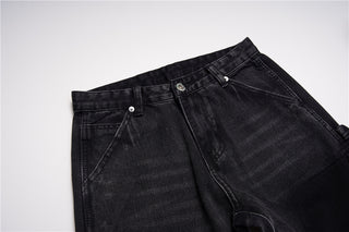 Patched Flared Raw Edge Jeans