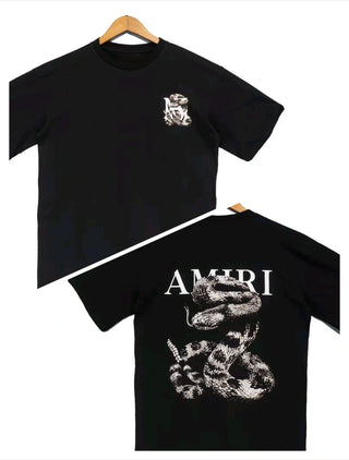 Spring and Summer Light Luxury Fashionable Loose Snake Men and Women Printed Short Sleeved Fashionable Casual Versatile T-shirt
